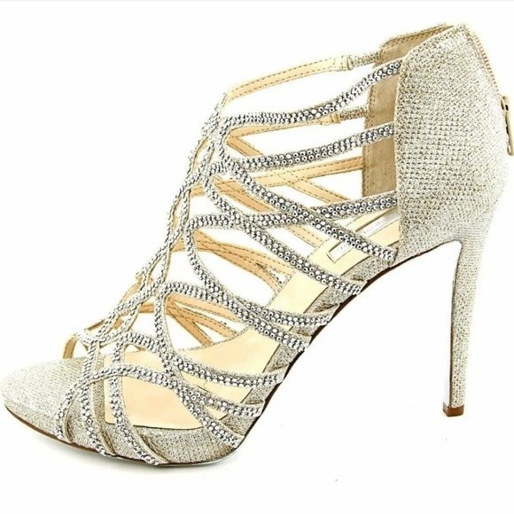 INC International Concepts champagne Gold heel sandal shoes Size 6M - Picture 2 of 11